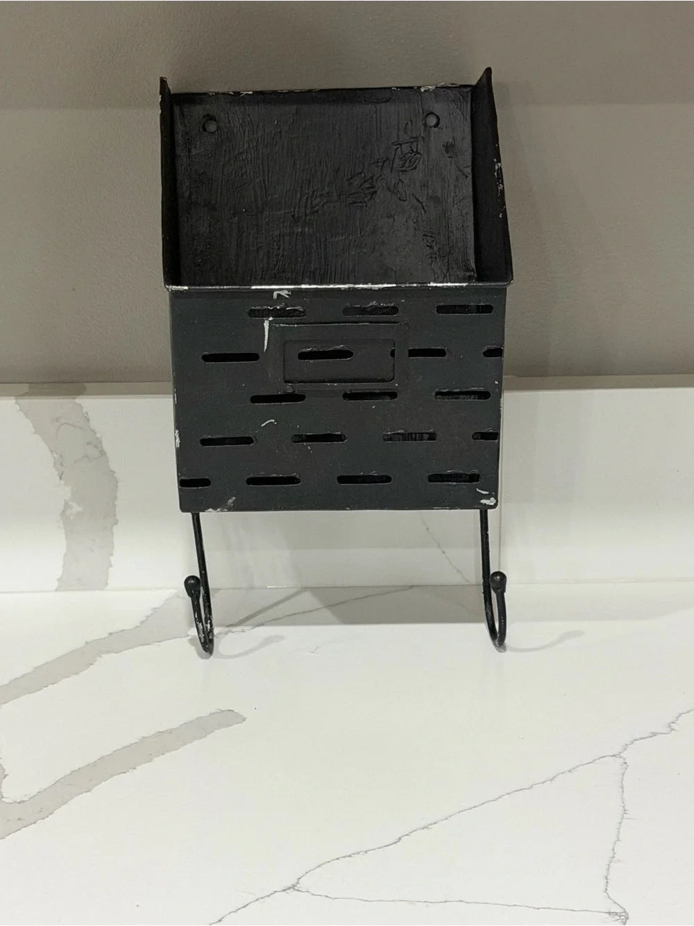 Black Metal Wall-Mount Bathroom Organizer